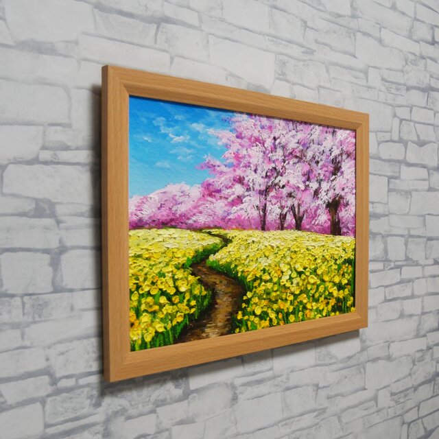 油彩画「心癒される春の景色」風景画の原画 A4（サイズ等） | iichi