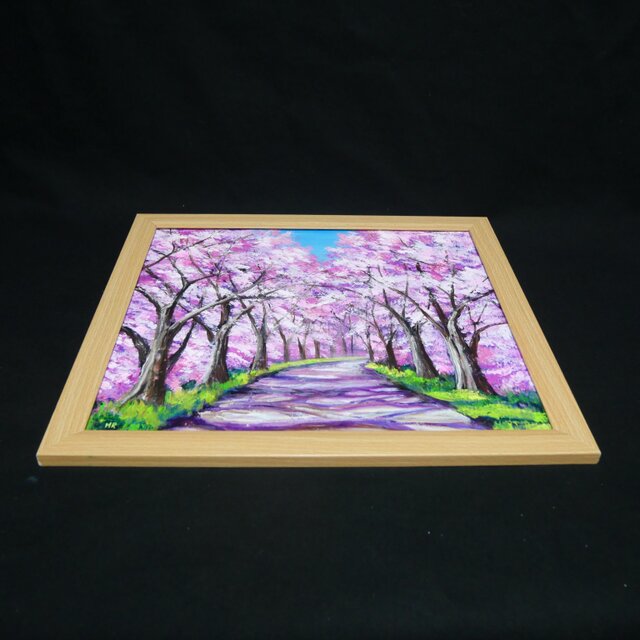 油彩画「桜の小道：春の記憶」桜の風景 油絵 原画 | iichi 日々の