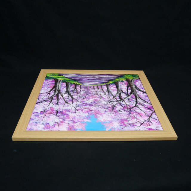 油彩画「桜の小道：春の記憶」桜の風景 油絵 原画 | iichi 日々の