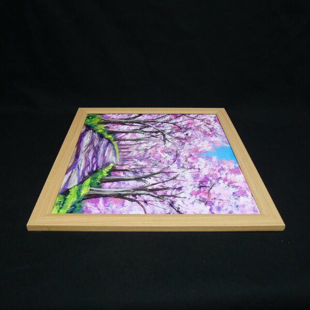 油彩画「桜の小道：春の記憶」桜の風景 油絵 原画 | iichi 日々の