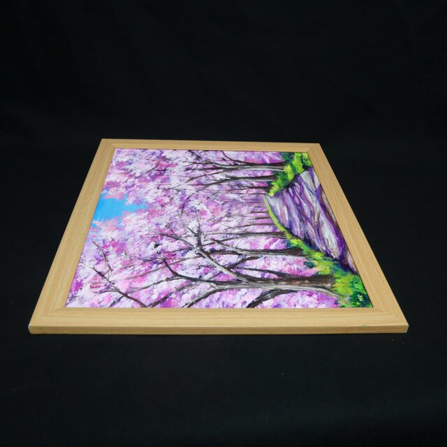 油彩画「桜の小道：春の記憶」桜の風景 油絵 原画 | iichi 日々の