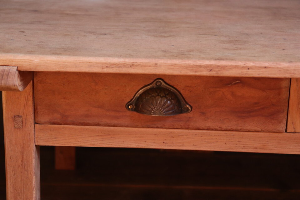 №125 木製文机 座机 作業机 アンティーク家具 テーブル 古道具 55512