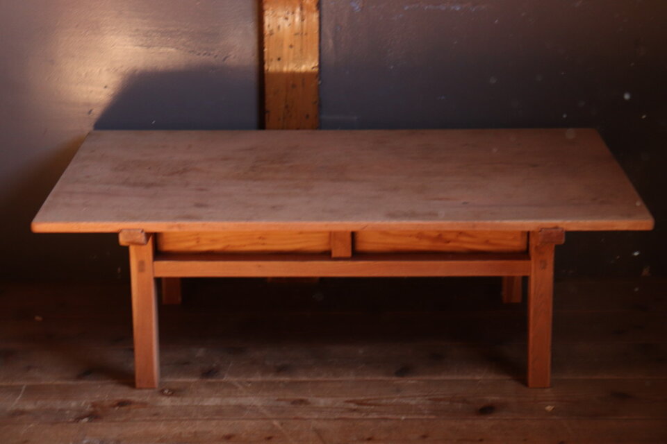 №125 木製文机 座机 作業机 アンティーク家具 テーブル 古道具 55512