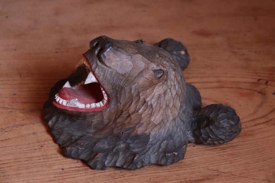 №124 木彫り熊 壁掛 壁飾り インテリア 古道具 工芸品 | iichi 日々の