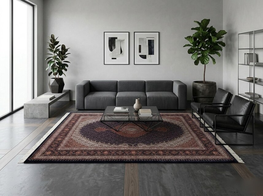 ペルシャ絨毯タブリーズ産 マヒデザイン 50RAJ ウール&シルク 210x155