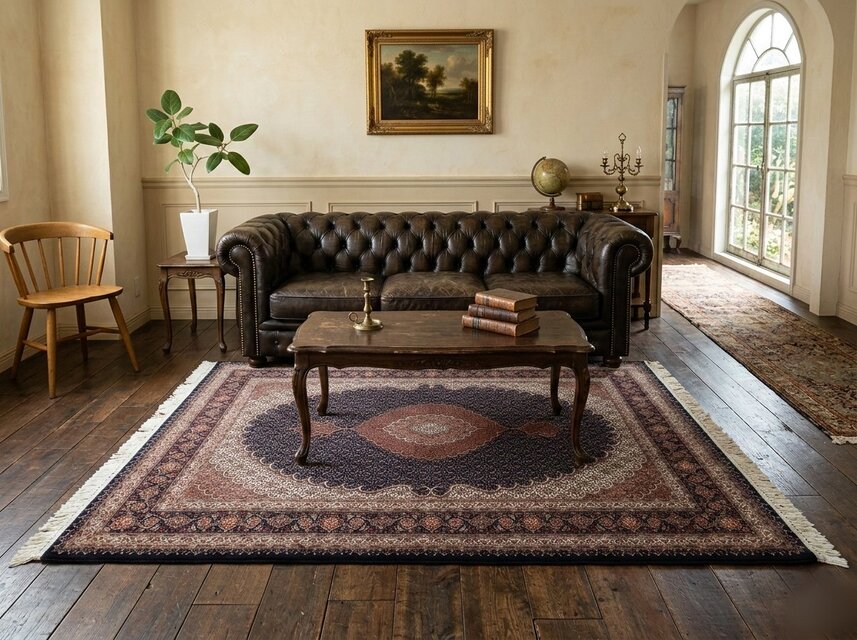 ペルシャ絨毯タブリーズ産 マヒデザイン 50RAJ ウール&シルク 210x155