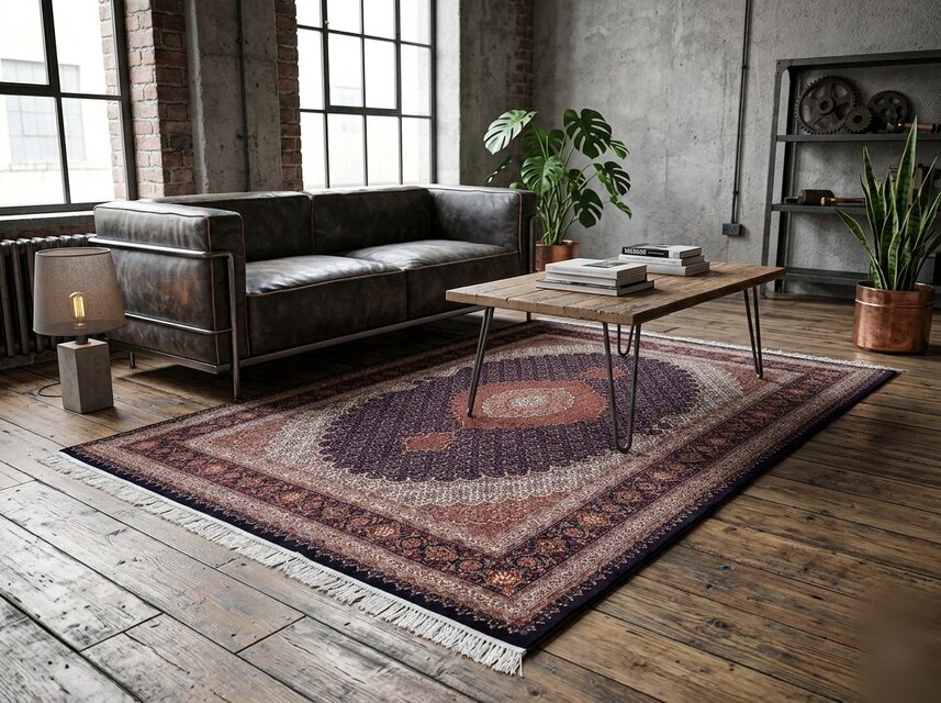 ペルシャ絨毯タブリーズ産 マヒデザイン 50RAJ ウール&シルク 210x155