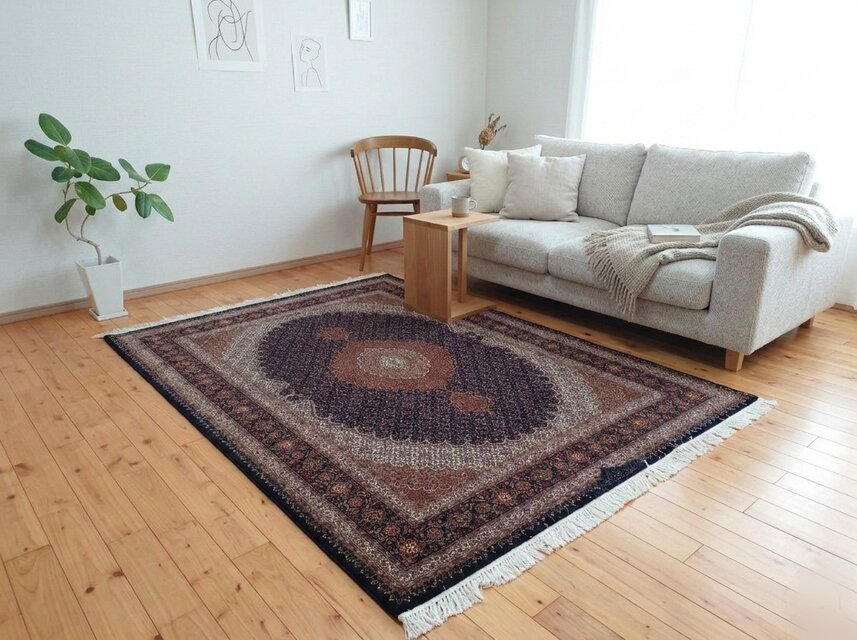 ペルシャ絨毯タブリーズ産 マヒデザイン 50RAJ ウール&シルク 210x155