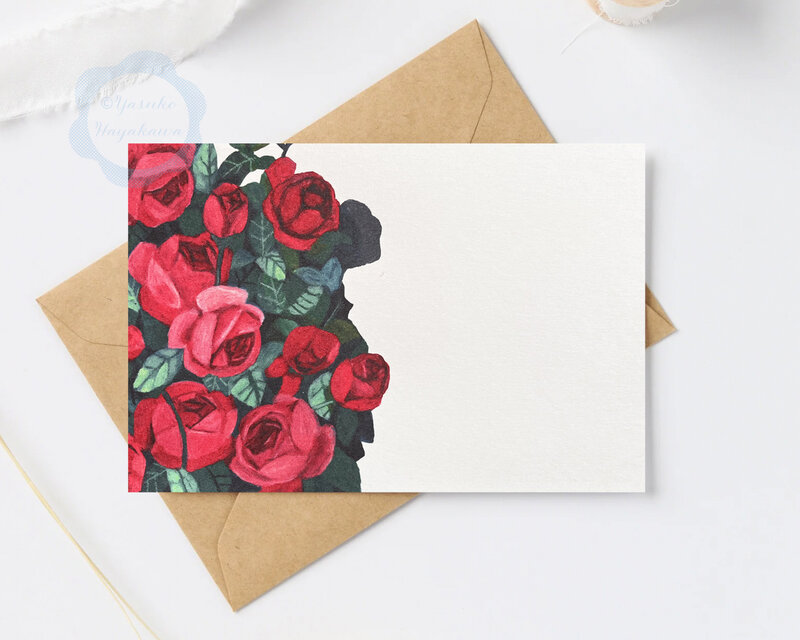 薔薇の花のイラストポストカード 10 枚セット | iichi 日々の暮らしを
