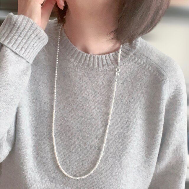 ケシパールとライスパール 2連にできる 細身ロングネックレス バイ