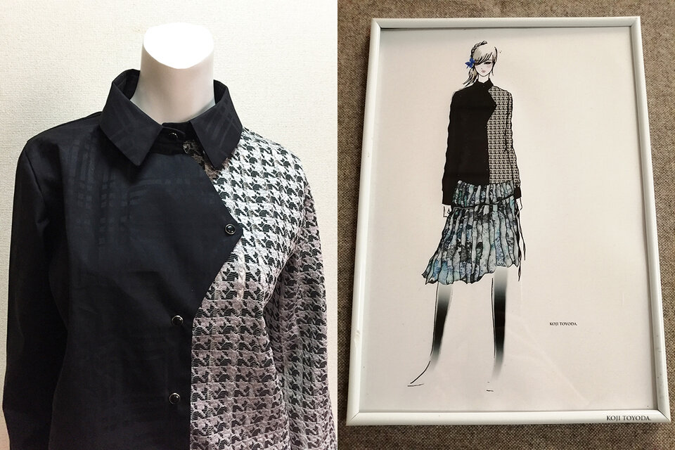 1点もの・デザイン画付き】綿ジャガード＆ケミカルレースアシメトリー