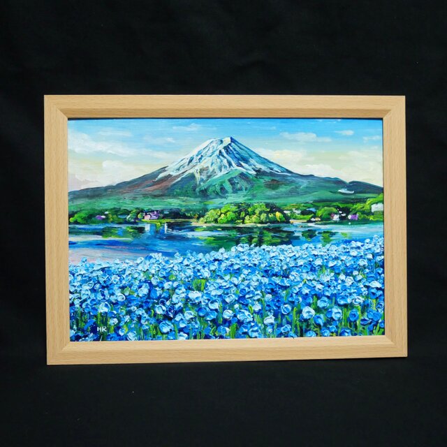 油彩画「湖畔に揺れる青い奇跡」風景画 / 油絵原画 / ブルー | iichi