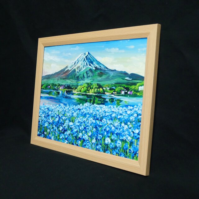 油彩画「湖畔に揺れる青い奇跡」風景画 / 油絵原画 / ブルー | iichi