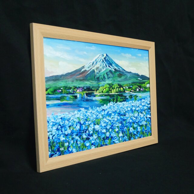 油彩画「湖畔に揺れる青い奇跡」風景画 / 油絵原画 / ブルー | iichi