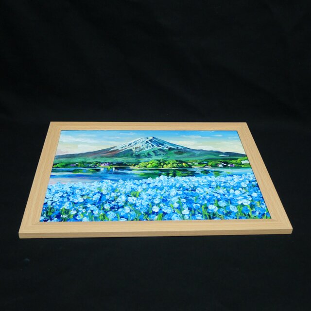 油彩画「湖畔に揺れる青い奇跡」風景画 / 油絵原画 / ブルー | iichi