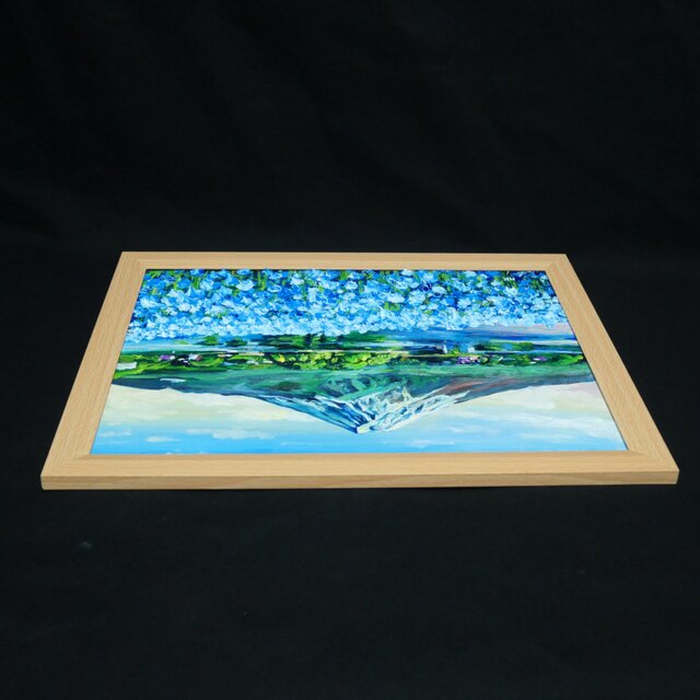 油彩画「湖畔に揺れる青い奇跡」風景画 / 油絵原画 / ブルー | iichi