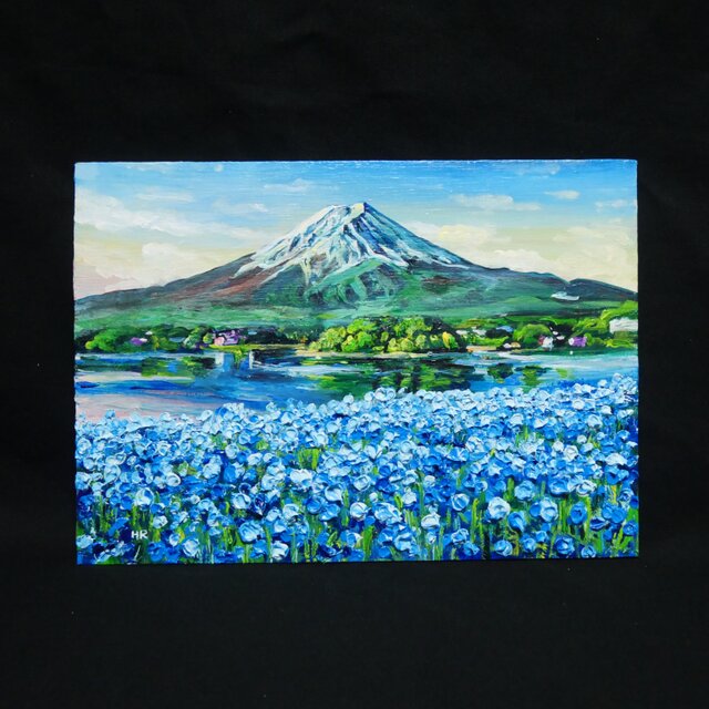油彩画「湖畔に揺れる青い奇跡」風景画 / 油絵原画 / ブルー | iichi