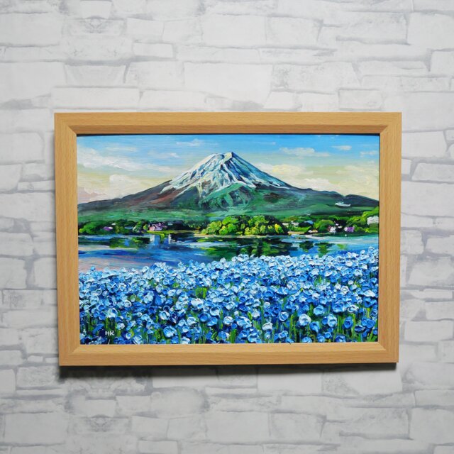 油彩画「湖畔に揺れる青い奇跡」風景画 / 油絵原画 / ブルー | iichi
