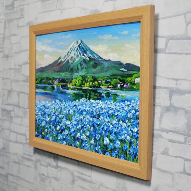 油彩画「湖畔に揺れる青い奇跡」風景画 / 油絵原画 / ブルー | iichi