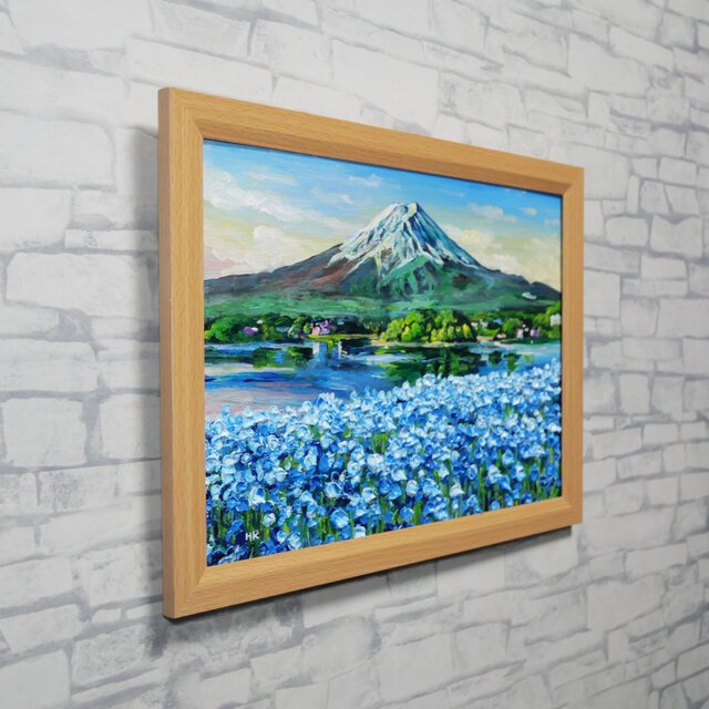 油彩画「湖畔に揺れる青い奇跡」風景画 / 油絵原画 / ブルー | iichi