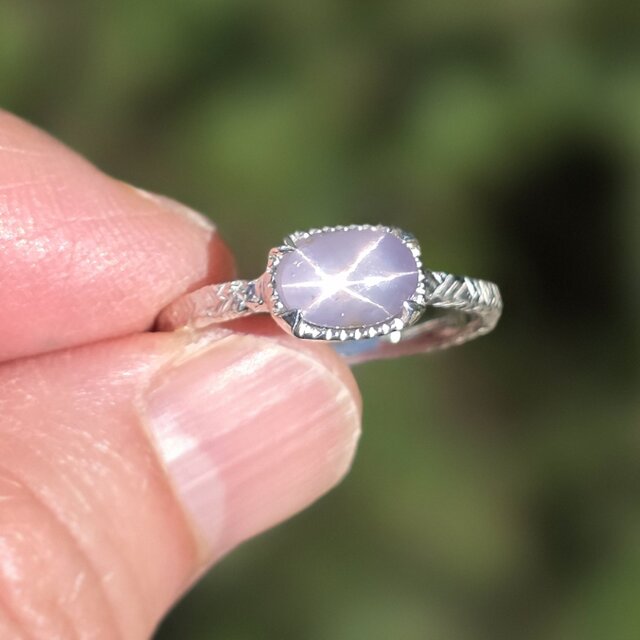 スターサファイア 2.36ct オーバルカボション ミル爪 シルバーSV925