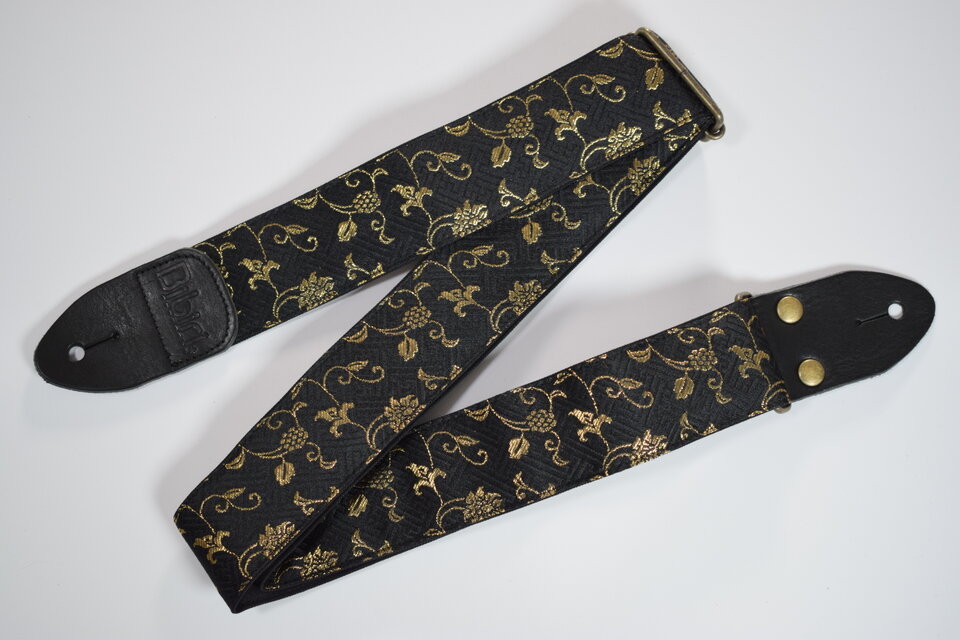 蔦 帆布ギターストラップ（黒）京都金襴 | iichi 日々の暮らしを