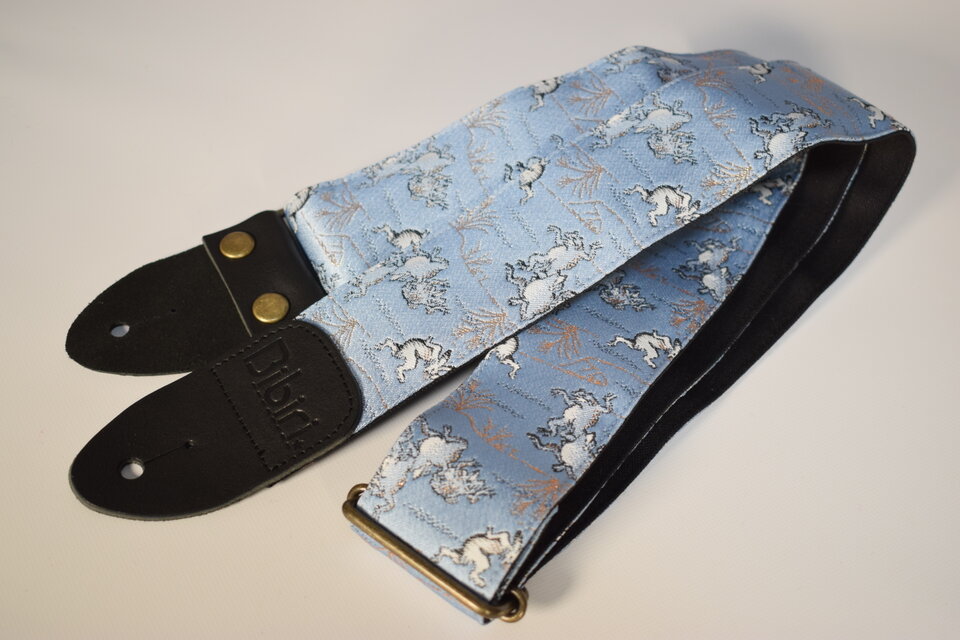 鳥獣戯画 帆布ギターストラップ（サックス）京都金襴 | iichi 日々の