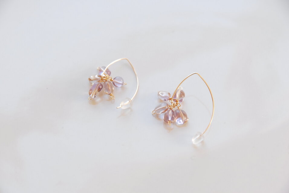 アメトリン5粒のマーキスフックのピアス 14kgf | iichi 日々の