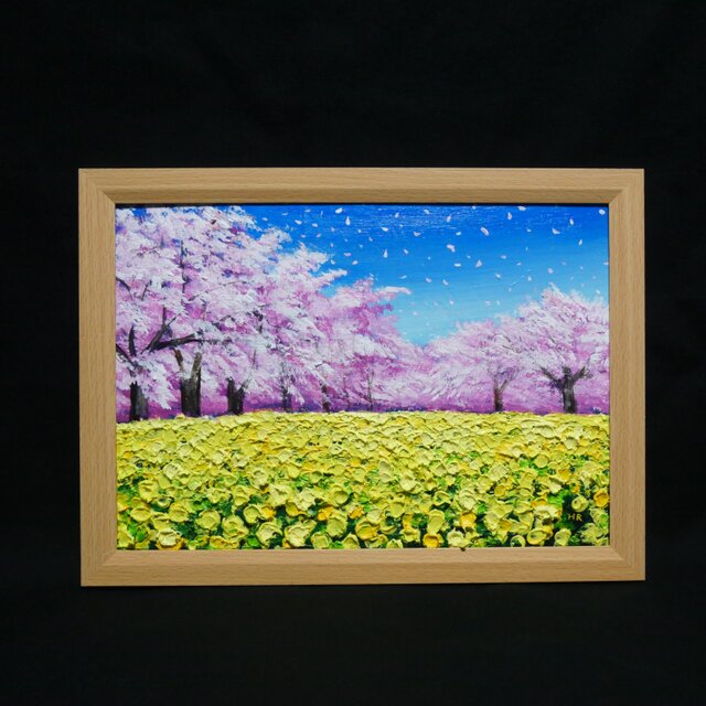 春を呼ぶ油彩画「生命の輝きと春の風」 一点物 インテリアアート