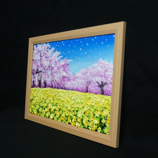 春を呼ぶ油彩画「生命の輝きと春の風」 一点物 インテリアアート