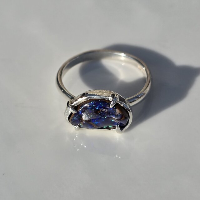 ボルダーオパール 2.58ct ツメ留め 愛しい鉱物 シルバーSV925リング