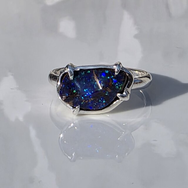 ボルダーオパール 2.58ct ツメ留め 愛しい鉱物 シルバーSV925リング