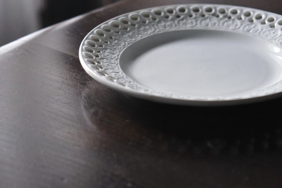 Creil & Montereau クレイユモントロー 平皿 レース レリーフ フランス