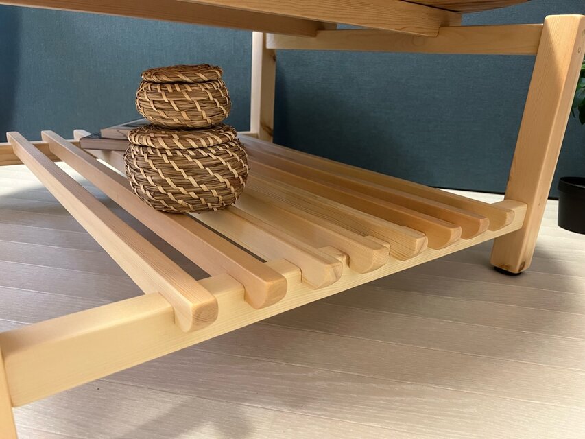 送料無料】 ローテーブル 丸 木組やぐらベース 90cm 杉 ナチュラル