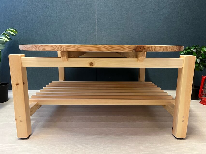 送料無料】 ローテーブル 丸 木組やぐらベース 90cm 杉 ナチュラル