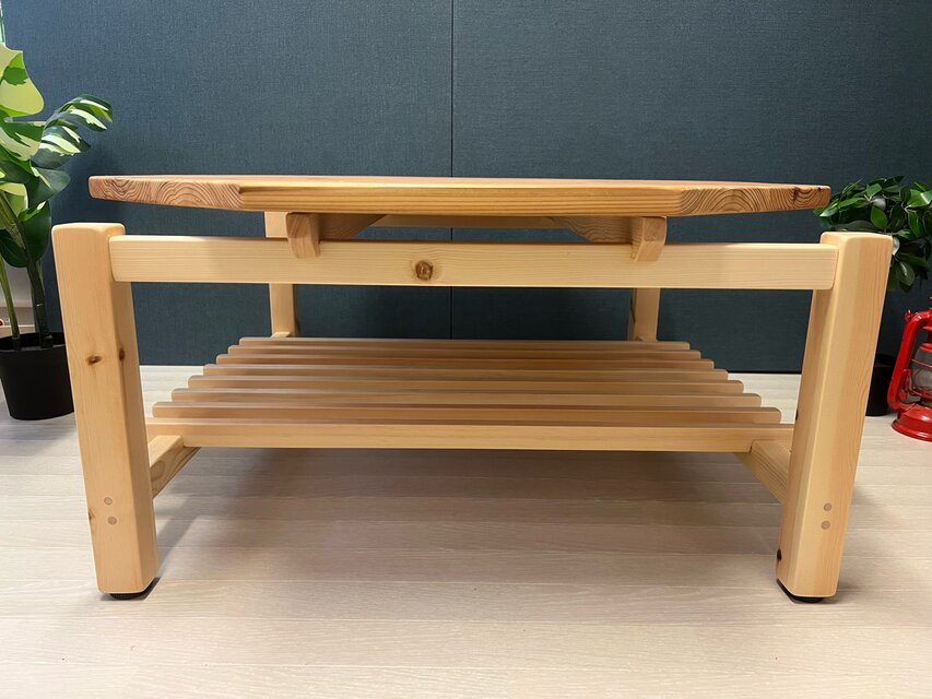 送料無料】 ローテーブル 丸 木組やぐらベース 90cm 杉 ナチュラル