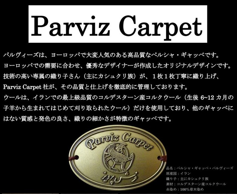 ペルシャ ギャッベ パルヴィーズ コルクウール カシュクリ ラグ 97x62