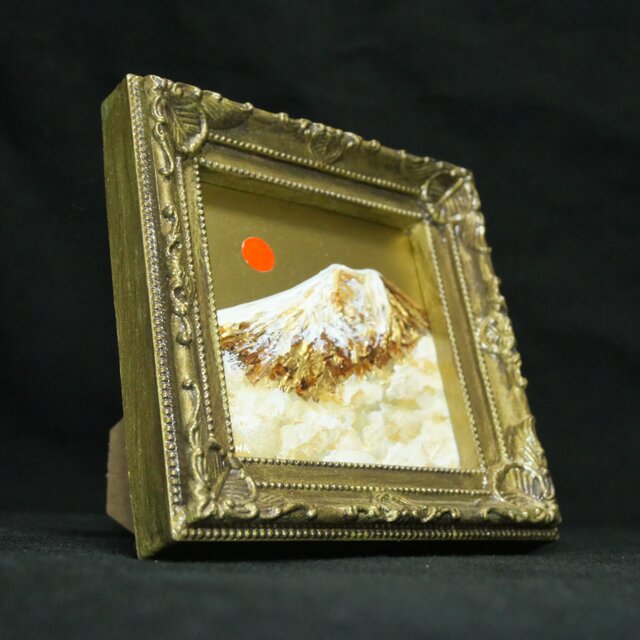 黄金に輝く富士山｜油絵ミニ絵画｜開運・金運アップの縁起物プチアート