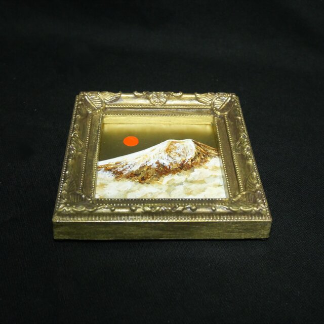 黄金に輝く富士山｜油絵ミニ絵画｜開運・金運アップの縁起物プチアート