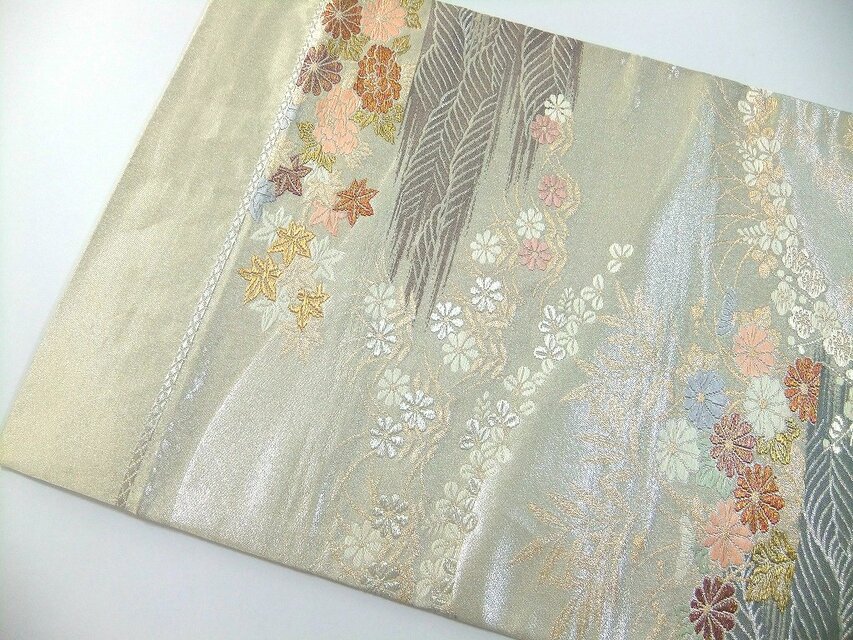 16)2445】約30.5×54cm/小花文様/テーブルセンター/和風/帯リメイク