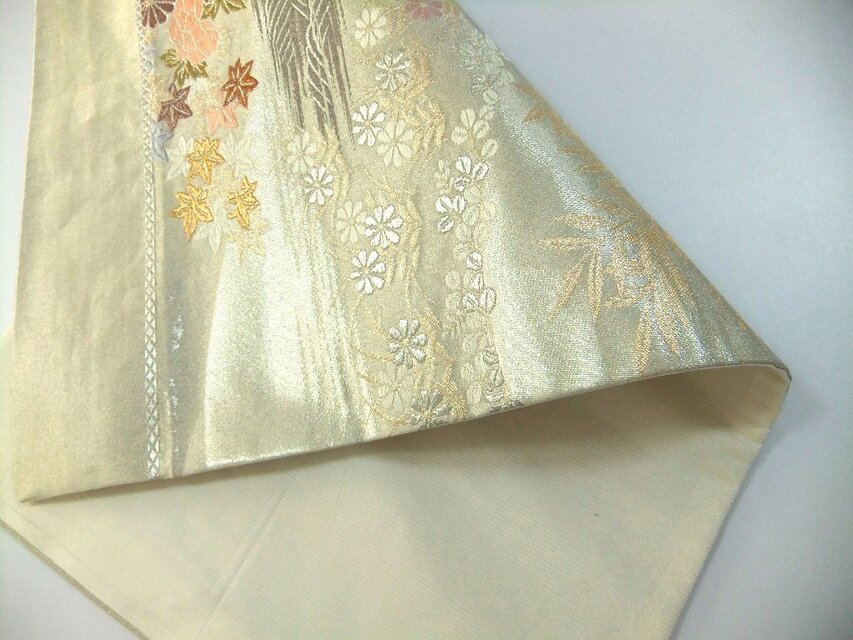 16)2445】約30.5×54cm/小花文様/テーブルセンター/和風/帯リメイク