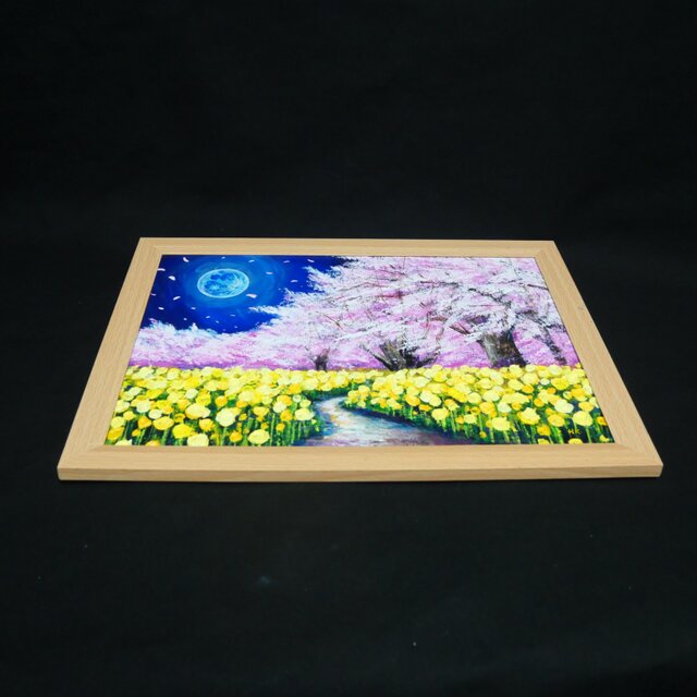 心癒される春の夜：静寂を照らす月の光】｜油彩画 原画 絵画