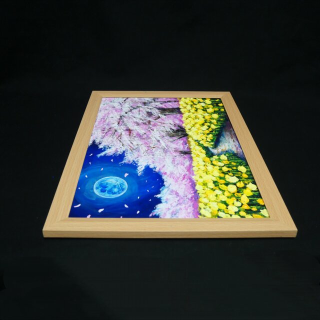 心癒される春の夜：静寂を照らす月の光】｜油彩画 原画 絵画