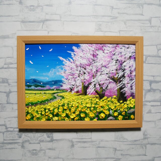 原画】油彩画「希望の花咲く春の日」 玄関やリビングを飾る花の絵