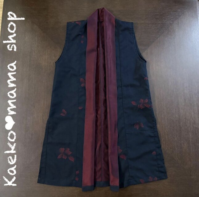 ロングジレ✿ロングベスト✿Mサイズ✿黒留袖✿紗✿和モダン（着物