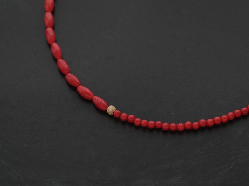 Red coral necklace：赤サンゴ ビーズネックレス ギフト 誕生石