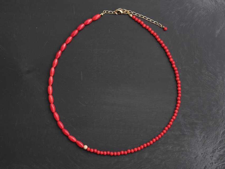 Red coral necklace：赤サンゴ ビーズネックレス ギフト 誕生石
