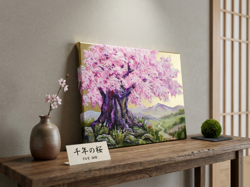 油絵 原画【千年の桜】春の風景画・桜の絵｜インテリア・絵画 | iichi