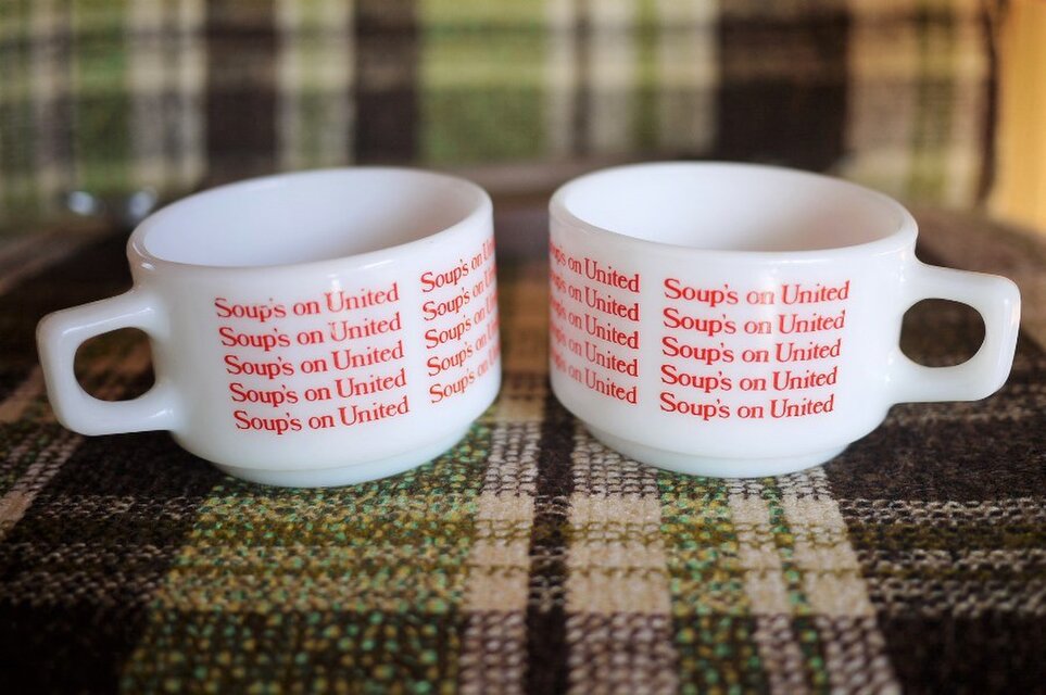 Soup's on United オールドパイレックス マグカップ赤ペア