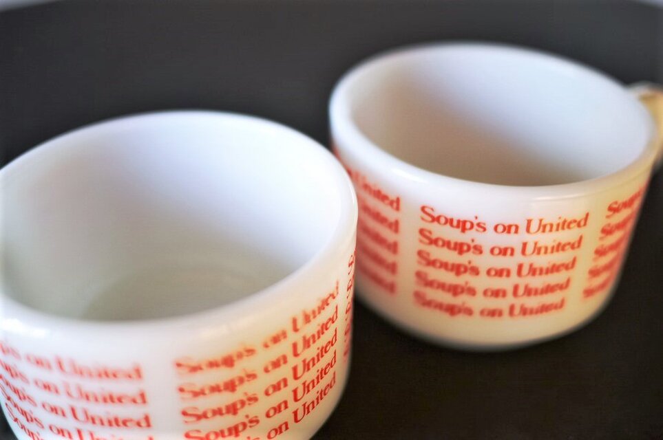 Soup's on United オールドパイレックス マグカップ赤ペア